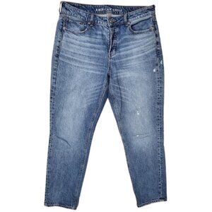 AMERICAN EAGLE Tom Girl Button Fly 100% Cotton Blue Denim Jeans - Women's 8